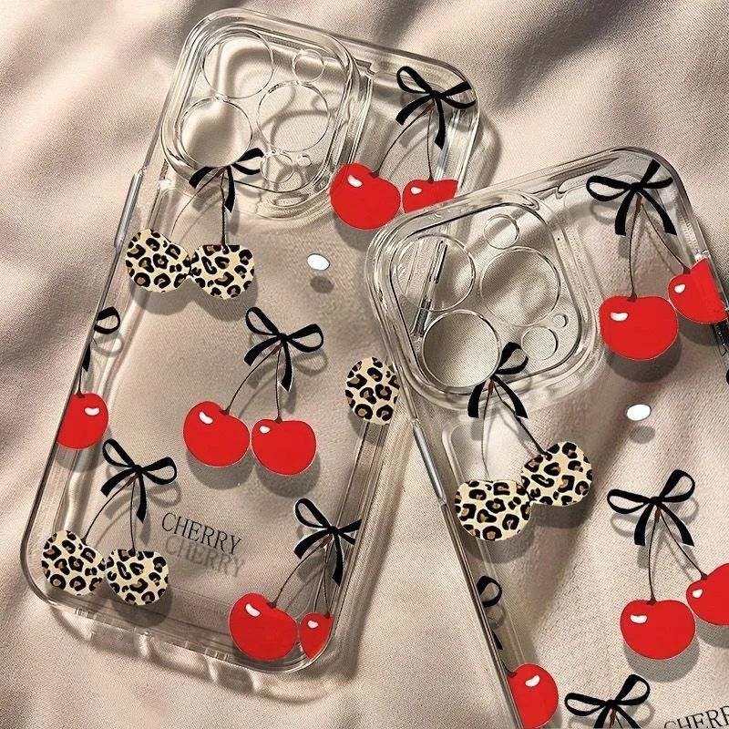 Leopard Cherry Clear TPU Phone Case