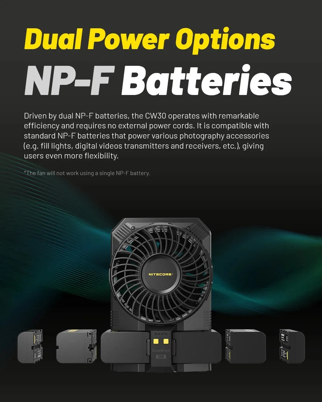 NITECORE CW30 CineWind Portable Remote-Controlled Photography Powerful Fan 10 Le
