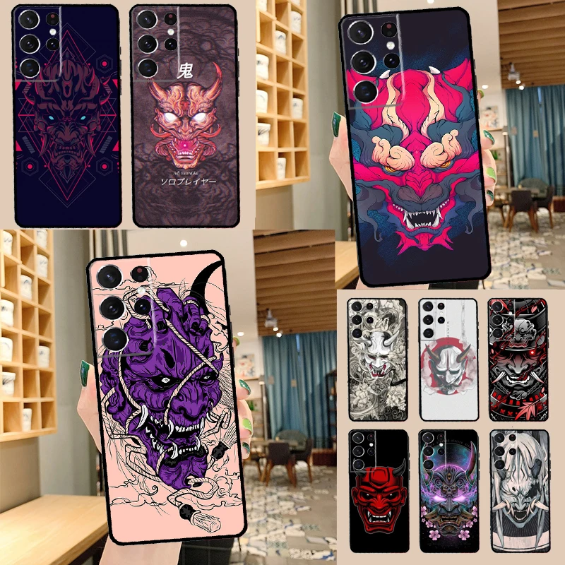 Oni Hannya Demon Mask Case Per Samsung Galaxy S21 S22 S23 Ultra S8 S9 S10 Note 10 Plus Note 20 Ultra S20 Fe Coque