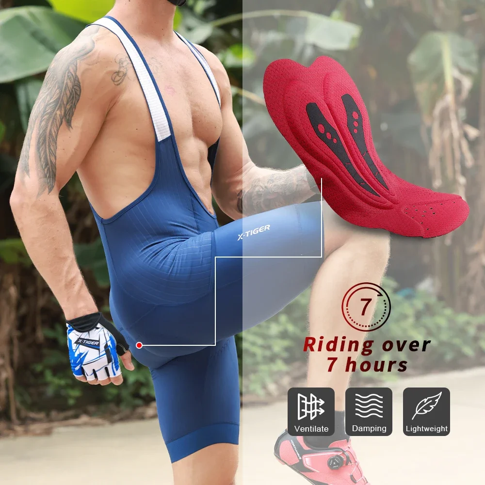 Cycling Bib Shorts Cycling Shorts X-TIGER Men's Pro Cycling Outdoor Shorts Summer Mesh Breathable Cool Pro Cycling Shorts High Density Foam Padded Road Bib