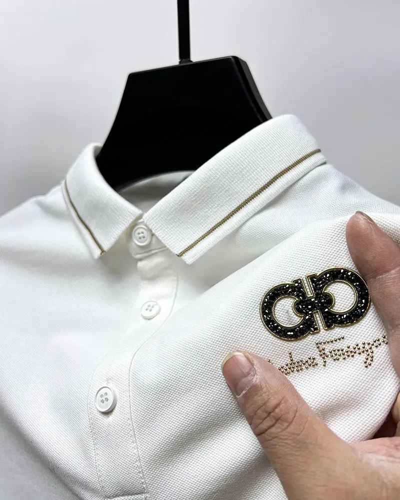 High End Luxury Brand 69%Cotton Men's Polo Shirt 2023 Summer Print Hot  Diamond Europe Trend Fashion Short Sleeved Casual T-Shirt - AliExpress