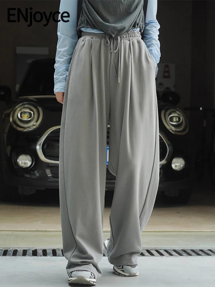 

Брюки женские хлопковые спортивные с широкими штанинами, повседневные Прямые мешковатые штаны с эластичным поясом, в Корейском стиле, уличная одежда, весна-осень