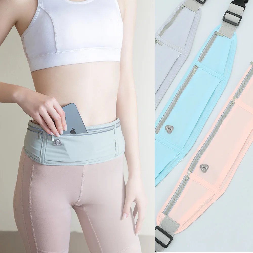 

QUESHARK мужские и женские спортивные рюкзаки для бега, 3 кармана, поясная сумка, уличная невидимая Водонепроницаемая тонкая плотно прилегающая сумка для йоги