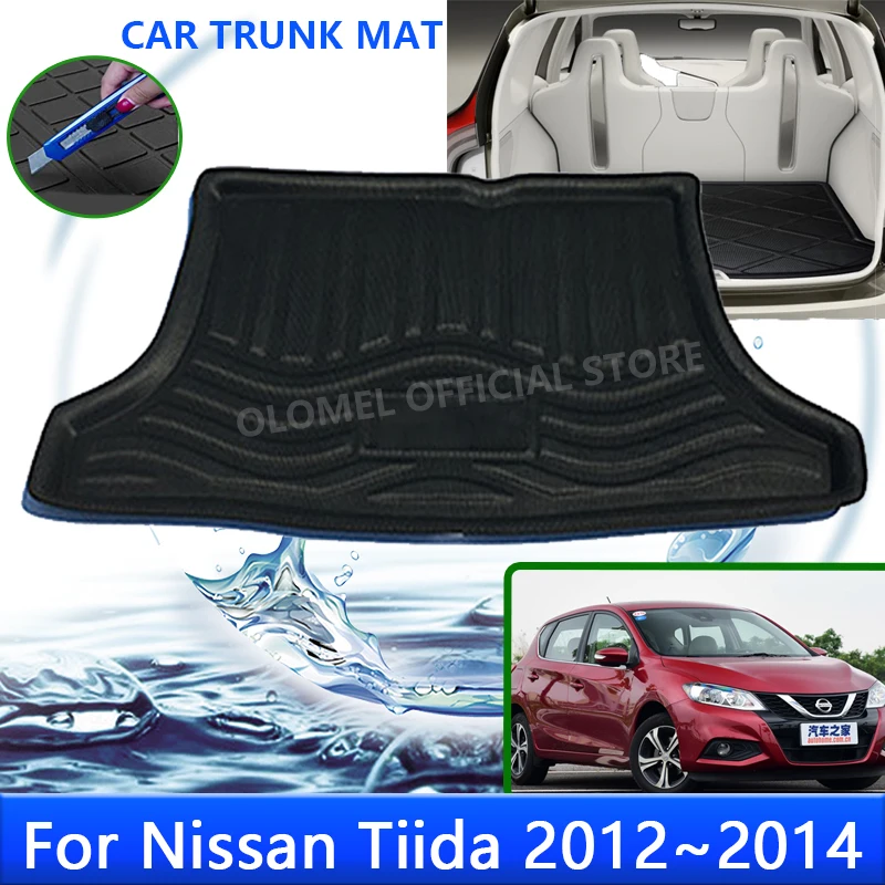 

Auto For Nissan Pulsar Tiida C12 2012 2013 2014 Rear Trunk Tray Cargo Boot Waterproof Liner Mat Floor Carpet Accessories Sticker