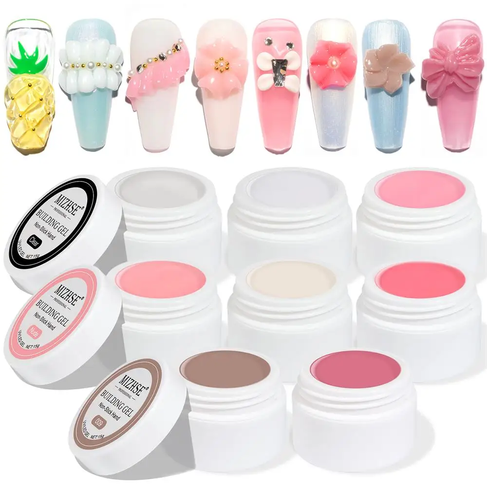 

15 г антипригарный твердый гель для наращивания ногтей для рук легко прилипающий твердый гель для ногтей Прозрачный телесный розовый не течет не липкий моделирующий гель