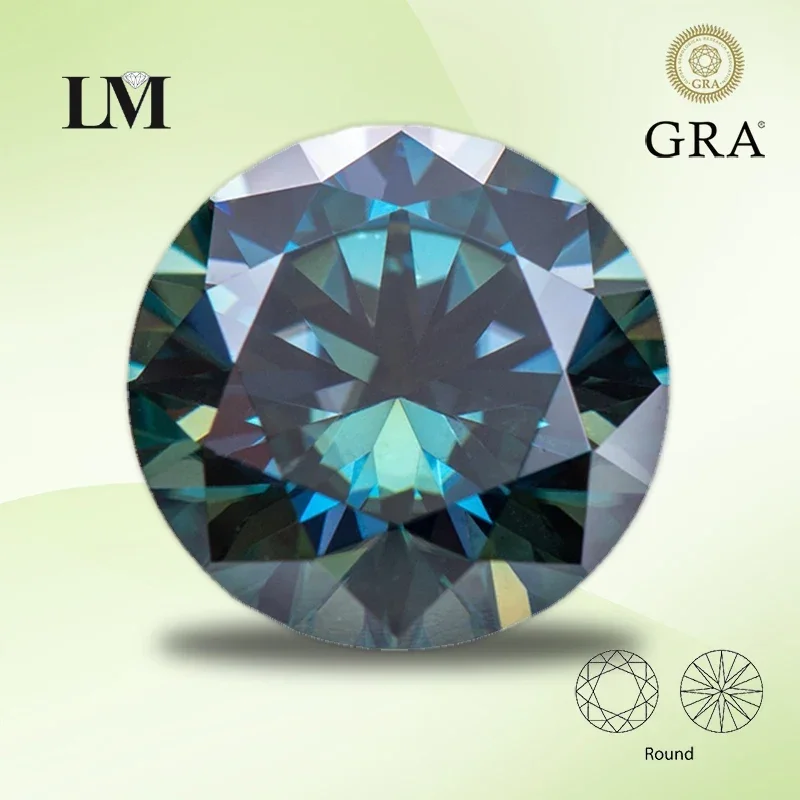 

Moissanite Stone Rainbow Blue Color Round Cut for Gemstone Charms Beads Advanced Jewelry Making Materials with GRA Certificate