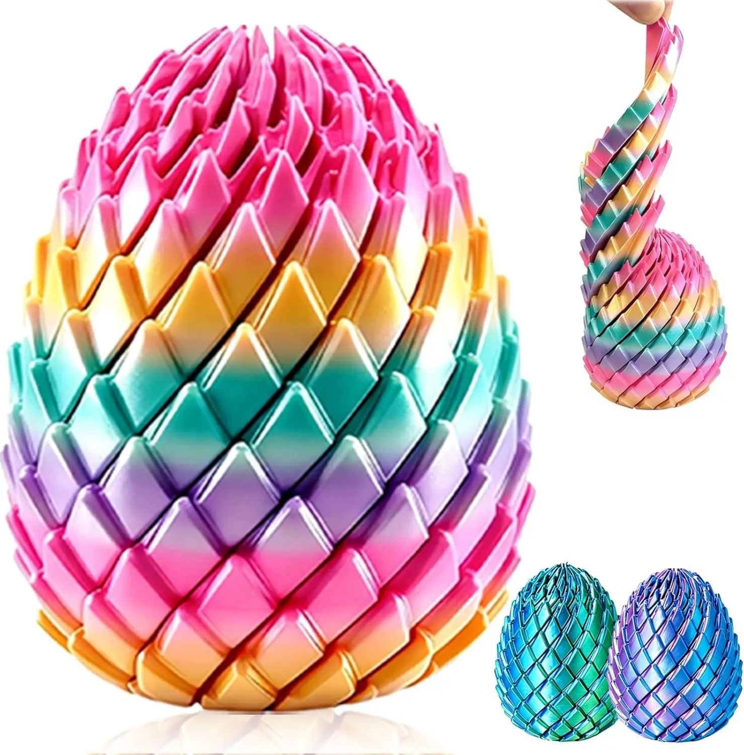 Twisty Fidget Egg 3D Printed Toys Sensory Desk Toys Stress Relief Easter Basket Stuffers Small Gifts