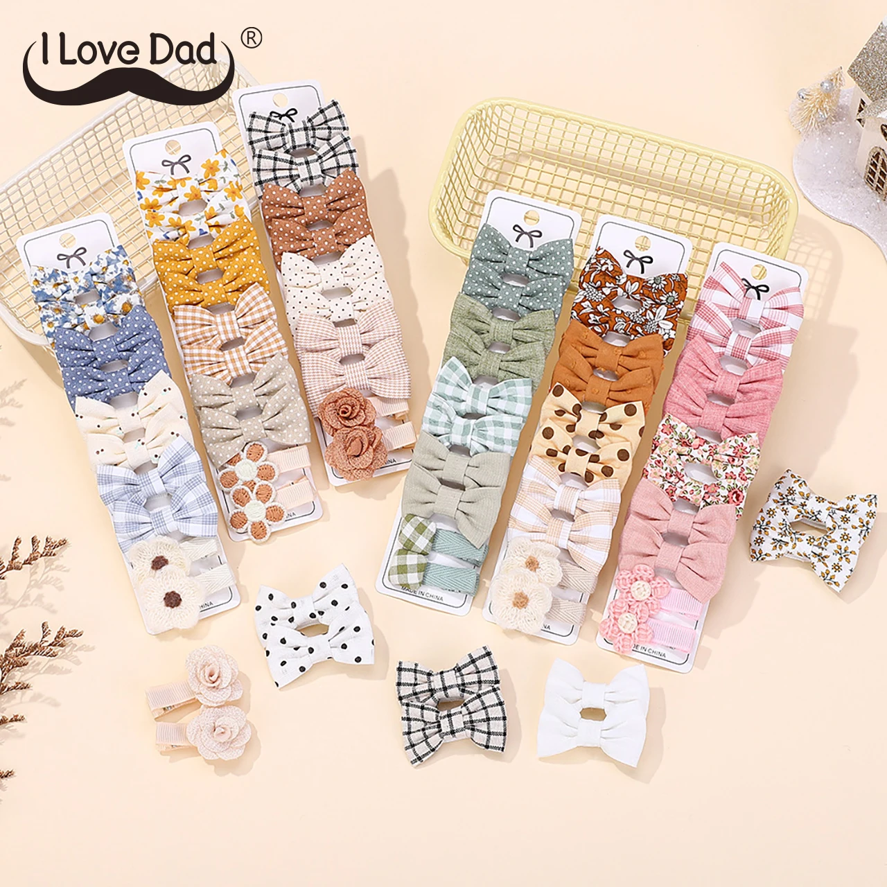 10Pcs 폴카 도트 꽃 모양의 헤어 클립 세트 소녀 귀여운 미니 머리핀 체크 무늬 뱅 어린이 클립 바레트 키즈 헤어 액세서리