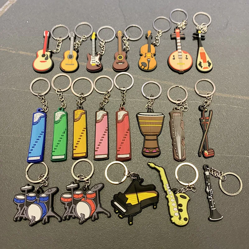 Stainless Steel Guitar Key Ring, Color Instrument Men's And