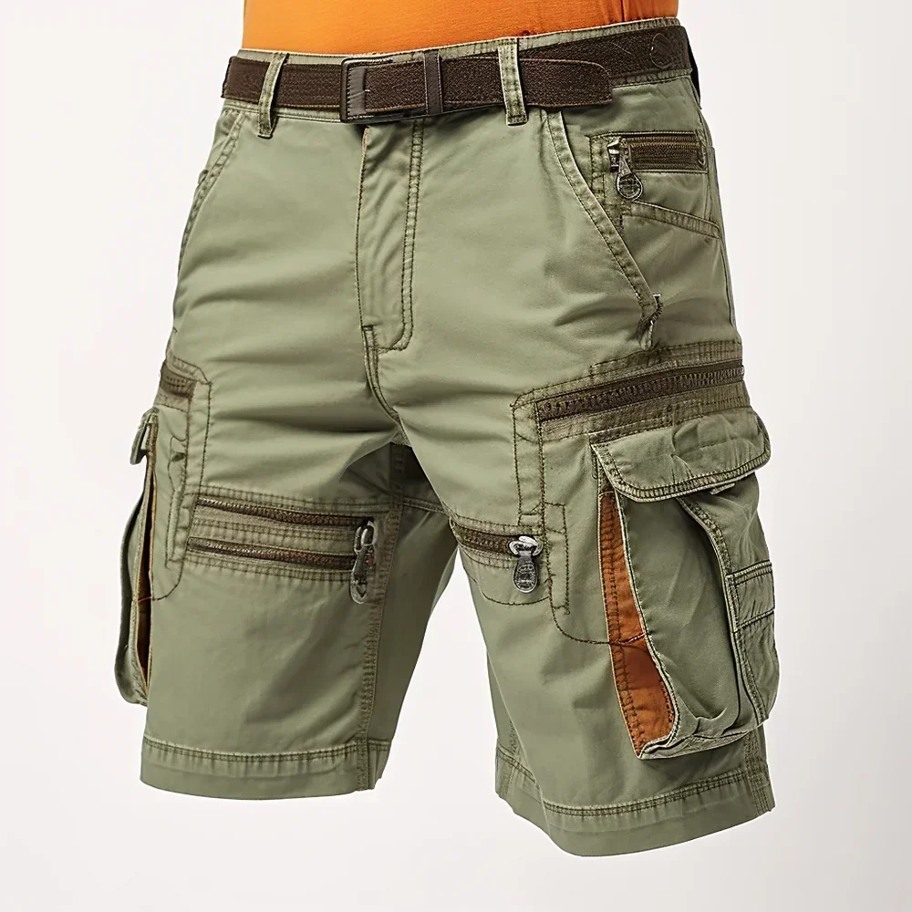 Man Cargo Shorts Stretch Washed Vintage Have Belted and Pockets