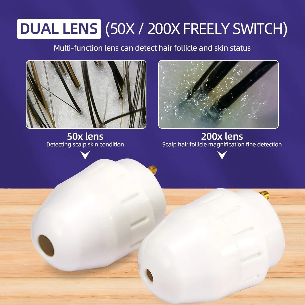 7 Inch LCD Scalp Detector Digital Hair Skin Analyzer Microscope for Hair Follicle Testing and Skin Analysis Magnifier 50/200X