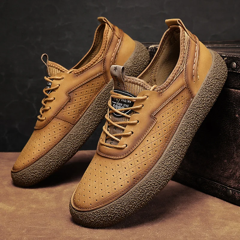 

Мужские туфли из натуральной кожи, на толстой подошве, походные туфли, на шнуровке, повседневные оксфорды