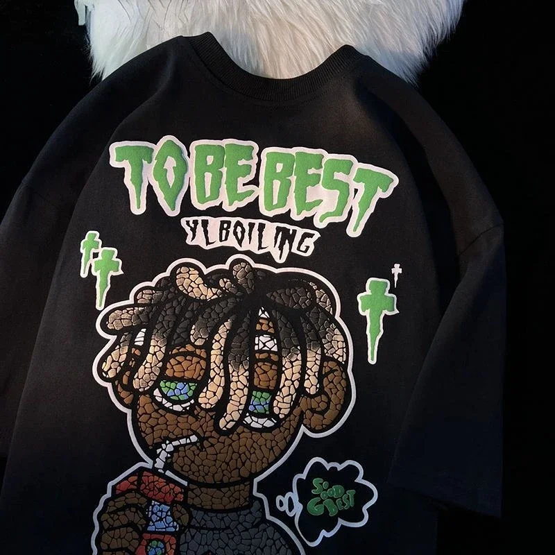 

Women T ShirtsStreet Cartoon Print Design Short Sleeved Harajuku Oversized T Shirt Men Fashion Gothic Street Top Y2K