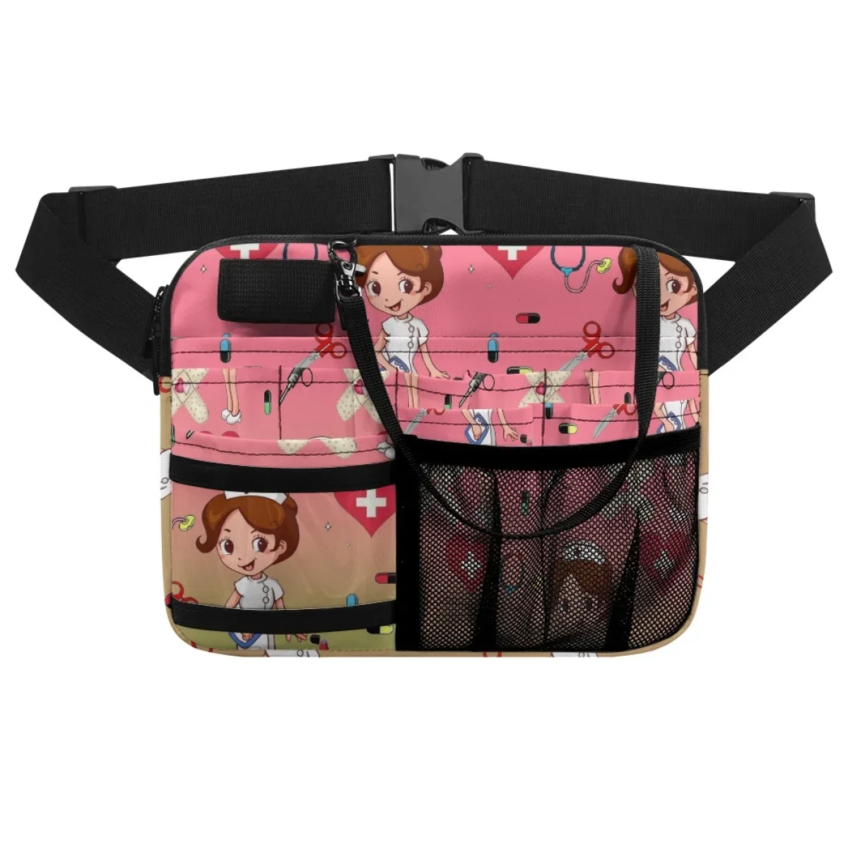 Portable Adjustable Strap Waist Bag Gradient Cute Nursing Multi-compartment Practical Belt Bag Stethoscopes Emergency Supplies