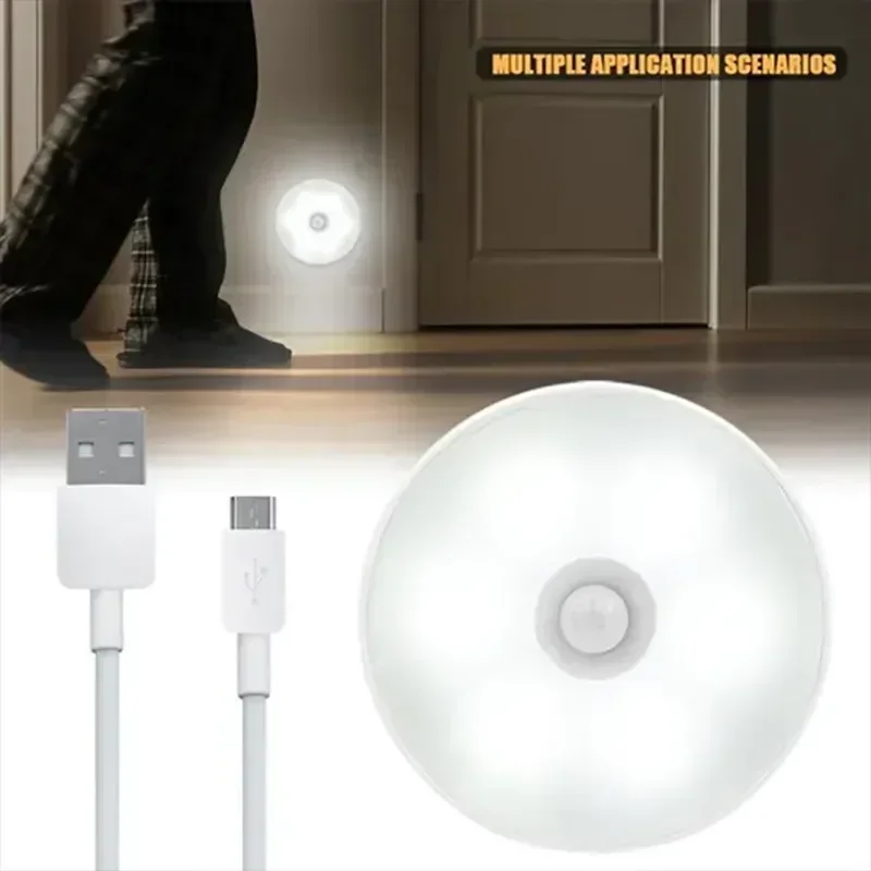 Motion Sensor LED Night Light USB Rechargeable Night Lamp For Kitchen Cabinet Wardrobe Lamp Staircase Wireless Closet Light 6