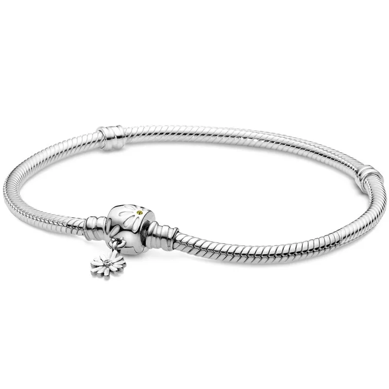 Authentic Moments Bracelet Daisy Flower Clasp Flexible Snake Chain