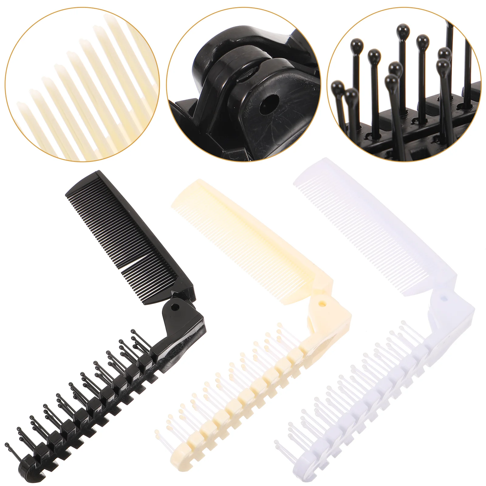 

3 Pcs Folding Comb Small Hairbrush Foldable Portable for Brushes Plastic Purse Travel