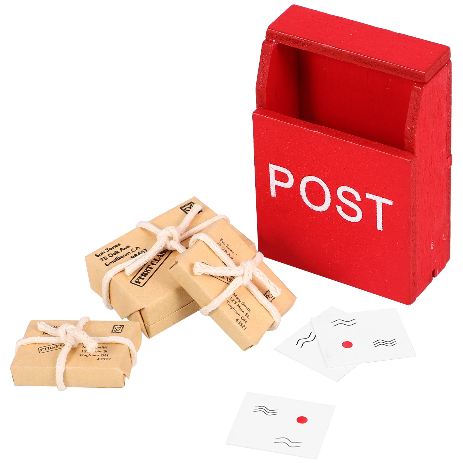 

Dollhouse Wooden Postbox Miniature Mail Sack Postcard 1:12 Scale Mini Mailbox Toy Ornaments Model Decoration Dollhouse