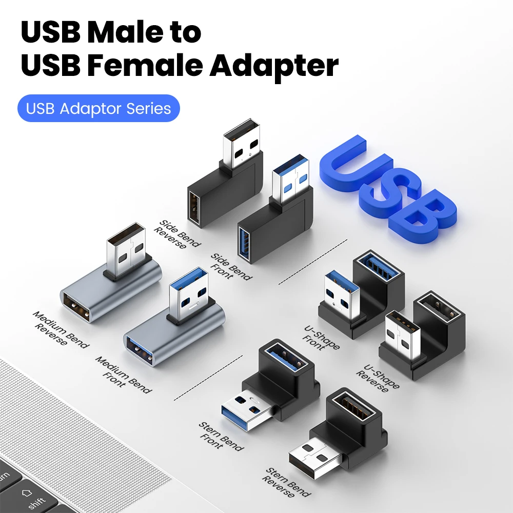 90 Degree USB 3.2 Male to Female Right Angle Extension Adapter 10Gbps For Laptop PC Connector Converter usb to type c adapter type c adapter