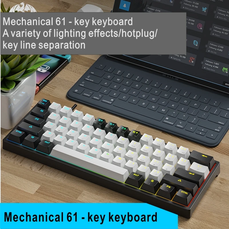 

K620 e-sports cable mechanical keyboard TYPE - C hotplug DIY axis light green axis TYPE game resin keycap switch films logitech