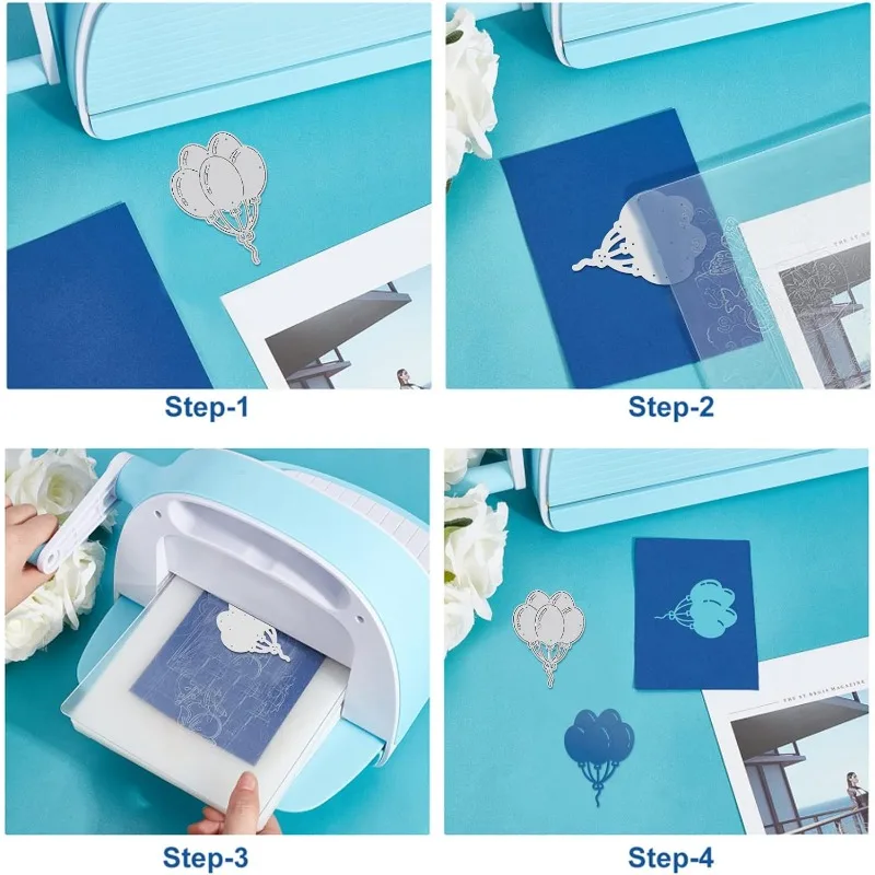 생일 테마 다이 컷 케이크 풍선 모자 금속 엠보싱 스텐실, 휴일 카드 제작 장식 및 DIY, 2 개