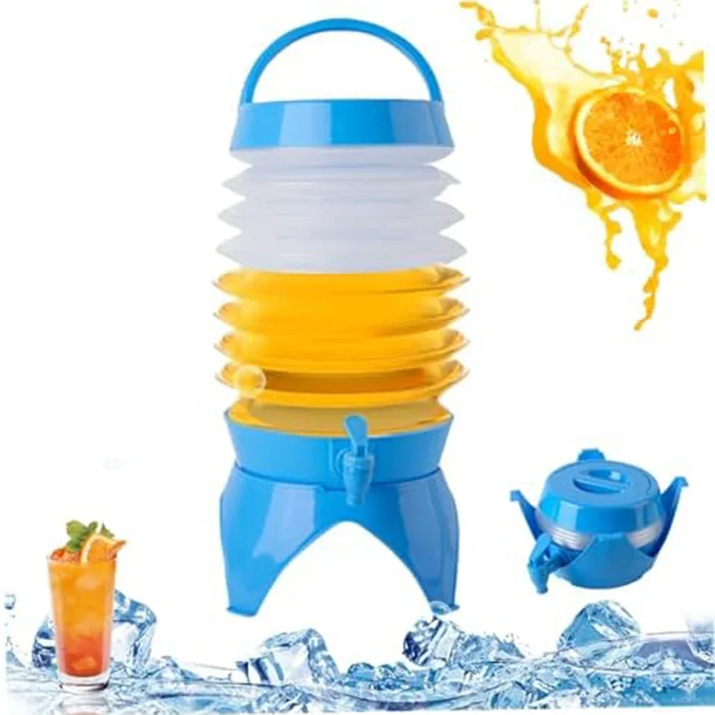 Plastic Beverage Machine With Faucet And Stand Suitable For Picnic Barbecue Outdoor Can Be Collapsed Portable Drinks Dispenser