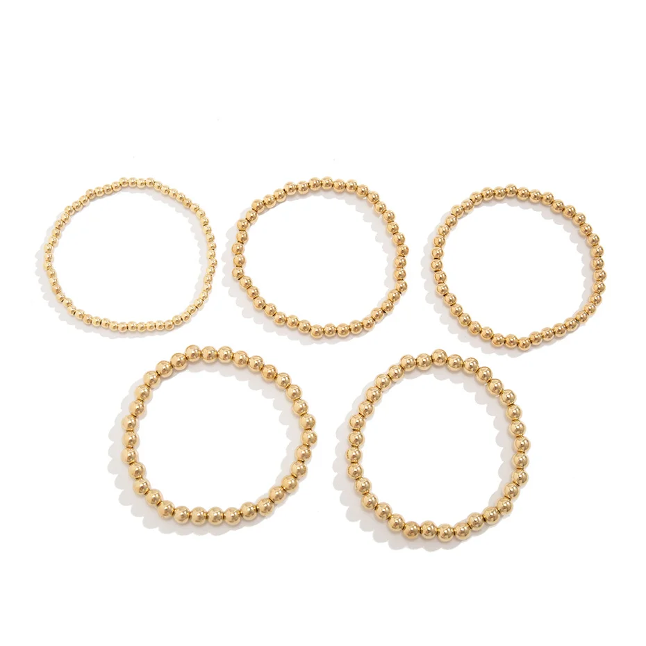 5pcs einzigartige Acryl ccb große Kugel kette Armband zur Hand für Frauen Mode Aussage elastische Armreifen Grunge Schmuck Steampunk Männer – Detail 11