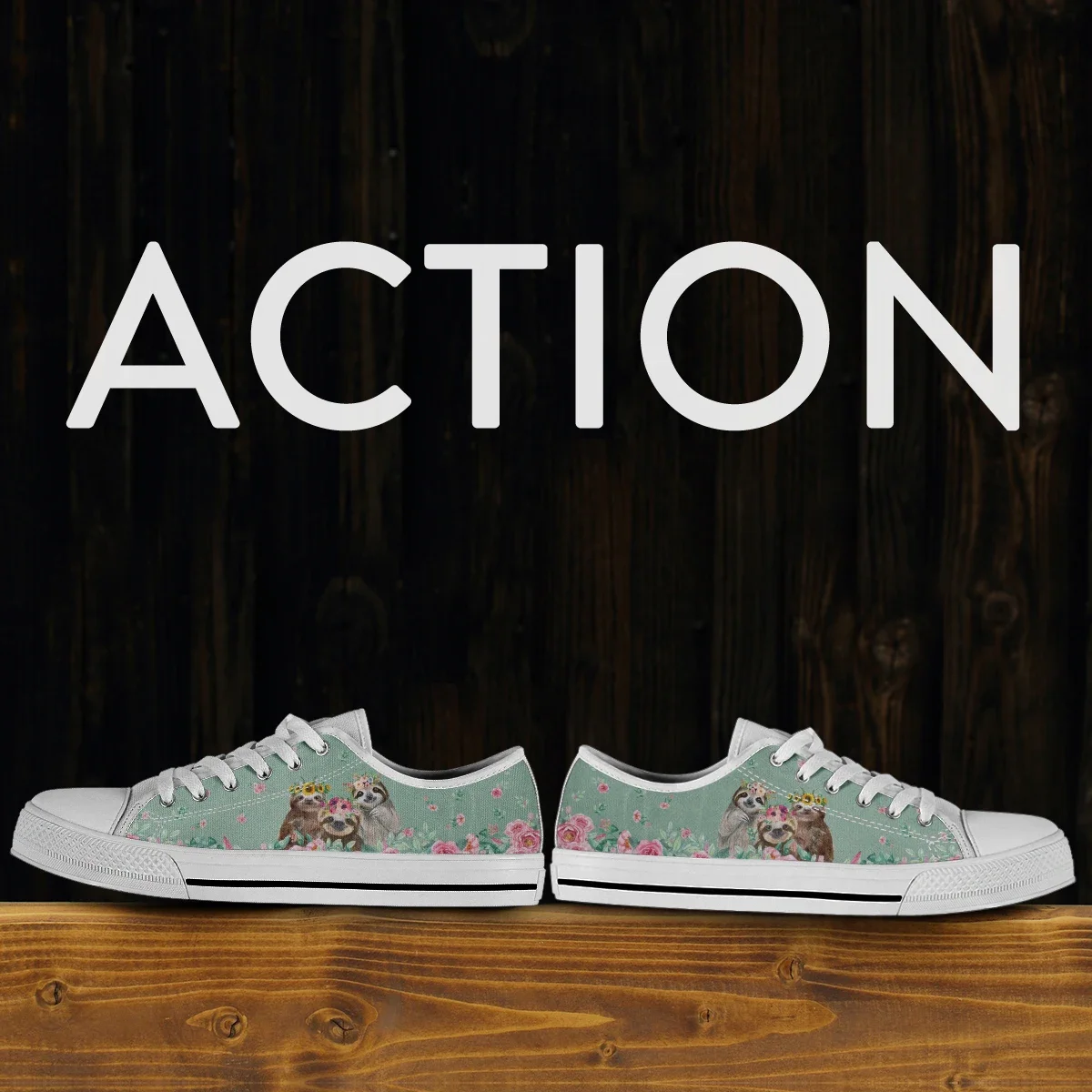 Women Canvas Shoes Pink Sloth Floral Fashion Autumn Summer Sneakers Casual Sneakers Low Top Female Students Flats