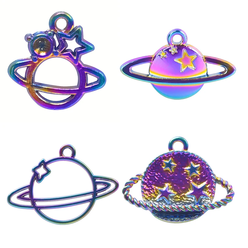 

10PCS Planet Charm Pendant Alloy Electroplate Colorful For Jewelry Necklaces Bracelet Making Diy Accessories Materials Supplies