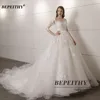 BEPEITHY Customized Vestidos De Novia Plus Size Half Sleeves Princess Wedding Dress For Women Lace Court Train New Bridal Gowns 4