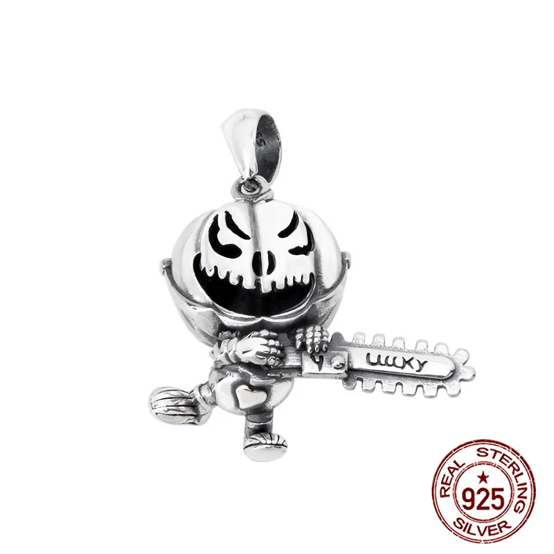 s925-sterling-silver-pendant-fashionable-hip-hop-halloween-pumpkin-man-chainsaw-style-personalized-handsome-jewelry-trendy