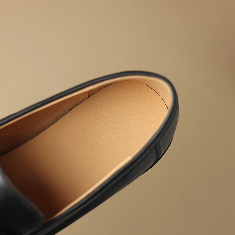 Women's New Spring and Autumn Round Head Vintage Genuine Leather Cowhide Customized Large Heel Oxford Single Shoes