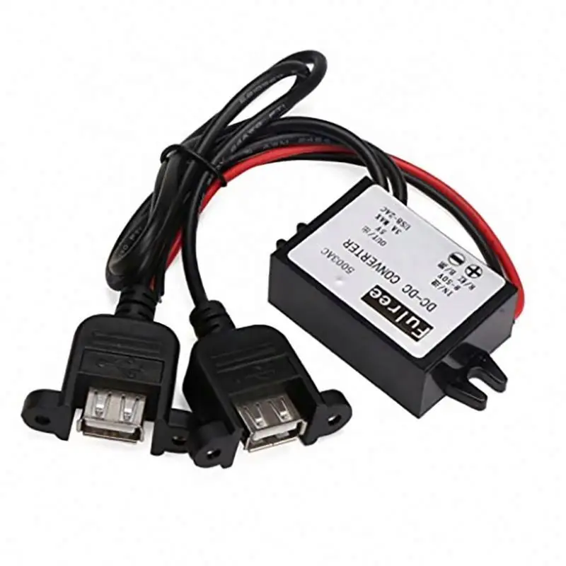 

DC-DC Buck Converter 3A Regulator Power Supply Module Step Down Reducer 12V/24V/36V to 5V Transformer with Dual USB+Ear