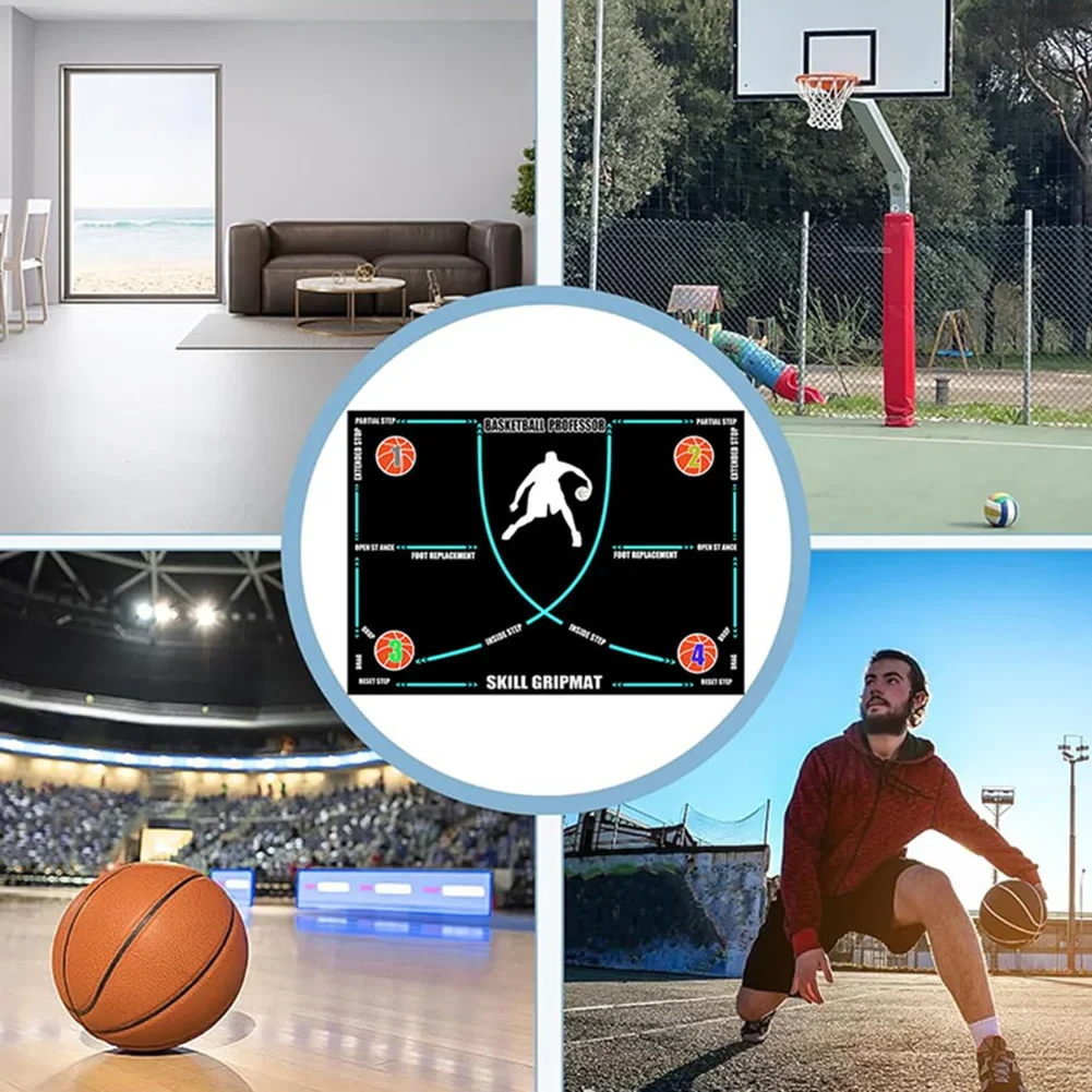 Basketball Dribble Trainer Non-Slip Basketball Footstep Mat Shock Absorbing Silent Dribble Training Mat for Home Kids Training kids basketball hoop set