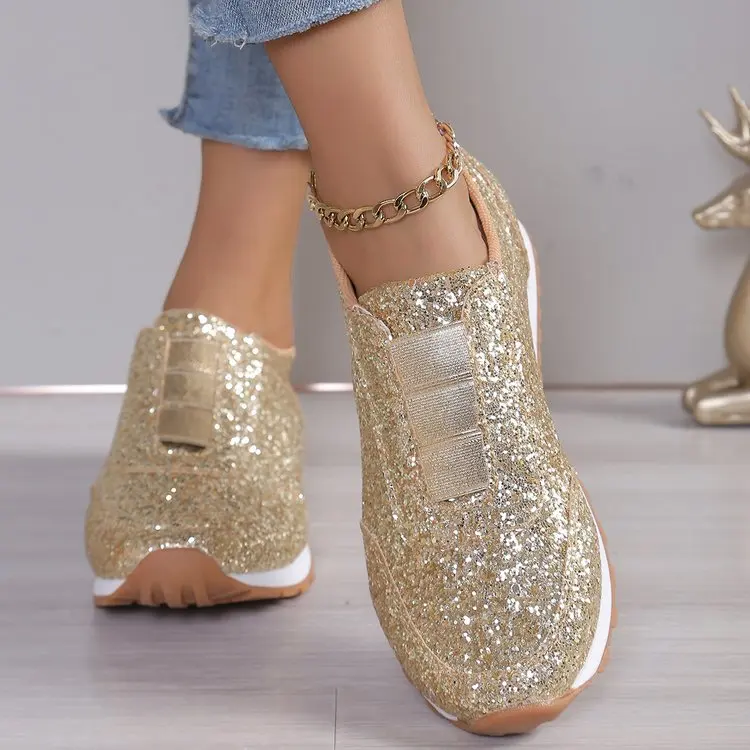 Bequeme Goldene Leichte Walking Toning Schuhe Für Damen_voghion.com