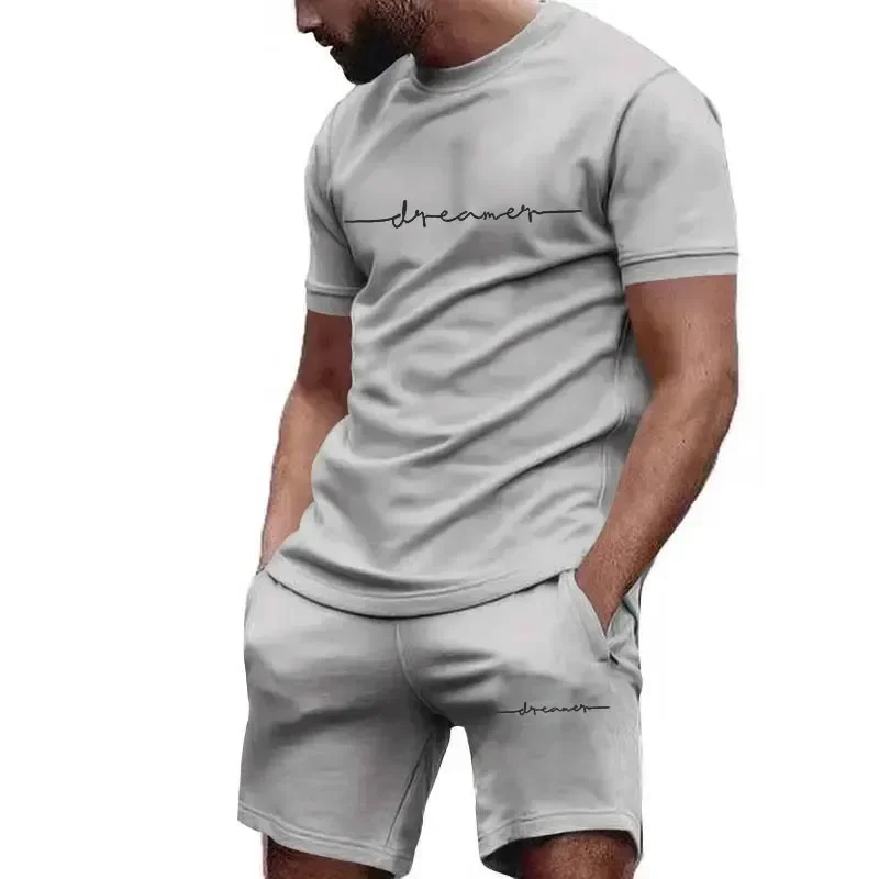 thumbnail image 1 of Conjunto de pantalones cortos con estampado de moda de verano 2024 para hombre, conjunto deportivo transpirable de secado rápido, conjunto de camiseta de manga corta, conjunto de jogging para hombre, 1 of 5