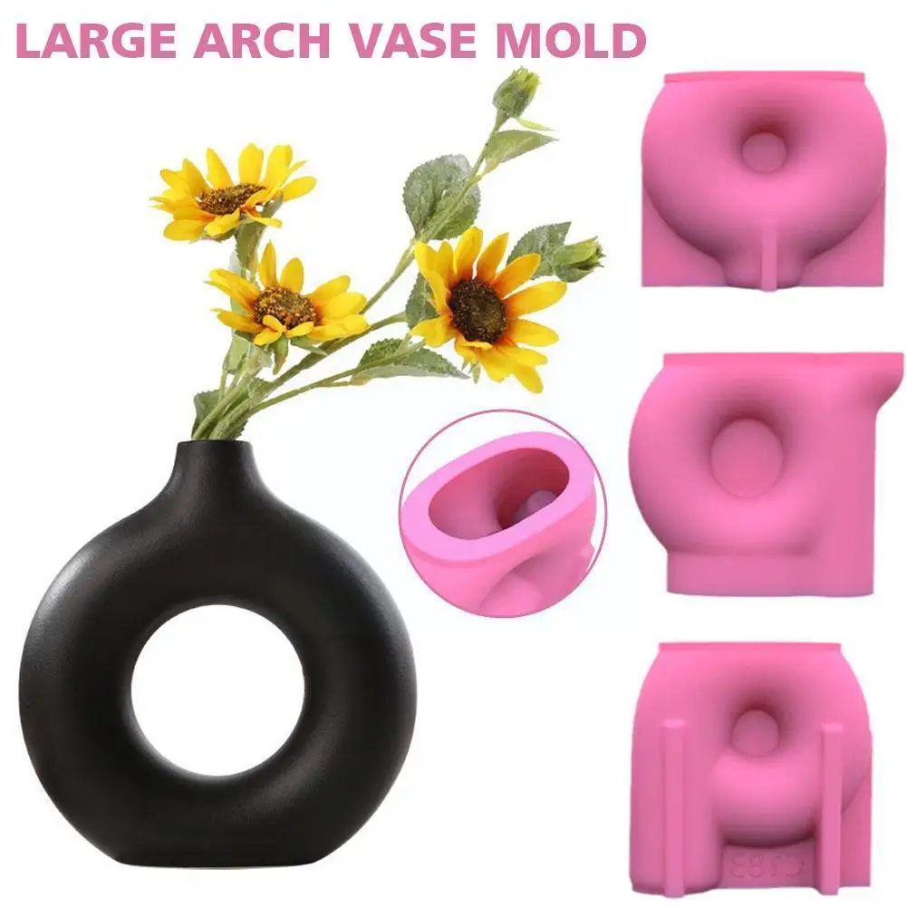 

Large Donut Flowerpot Silicone Mold Unique Arch Vase Mold For Succulent Flowerpot Concrete Mould For Gypsum Planter DIY Mol F0Y2