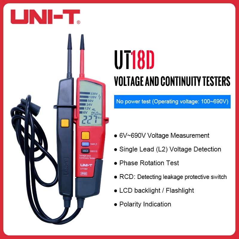 uni-t-digital-auto-faixa-voltimetro-tester-pen-voltagem-lcd-led-medidor-detector-continuidade-rcd-ut18c-ut18d