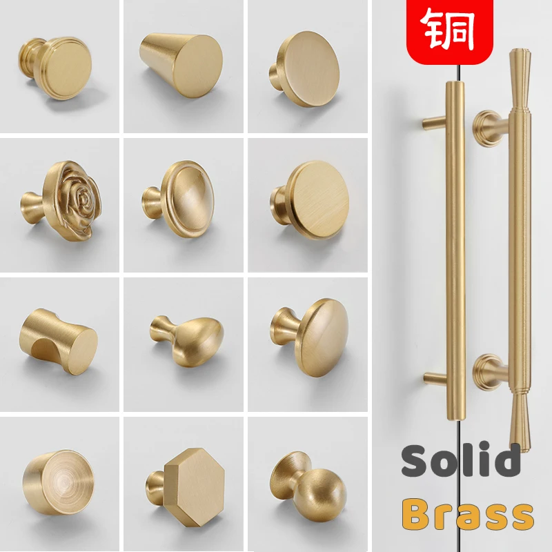 Poignées De Meubles En Laiton Pour Armoires Et Tiroirs, Couleur Or