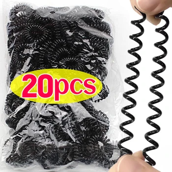 Anello per capelli a spirale elastico nero Cravatte per donna Cavo telefonico nero Elastici per capelli Copricapi Scrunchies Porta coda di cavallo