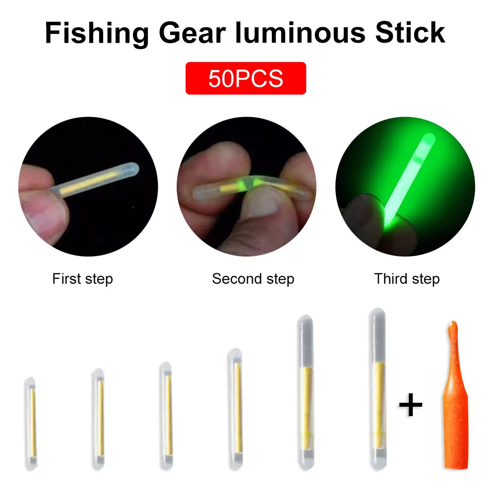 

50Pcs 2.2mm 3mm 4.5mm Night Fishing Float Rod Lights Dark Glow Stick Fishing Fluorescent Lightstick Luminous Fishing Float