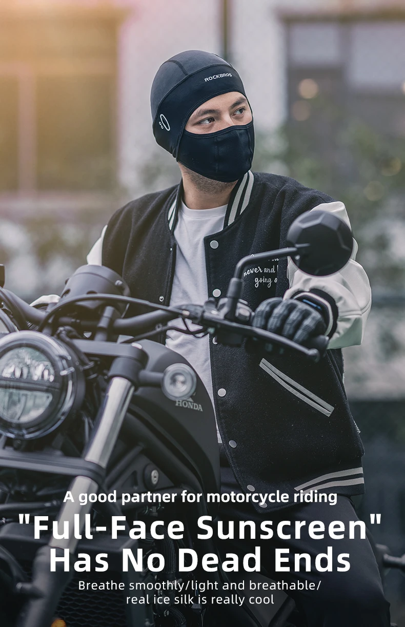 ROCKBROS Sommer Eis Seide Motorrad Bike Caps Atmungsaktiv Schnell Trocknend Fahrrad Volle Gesicht Maske Sport Laufen MTB Rennrad Kappe – Detail 1