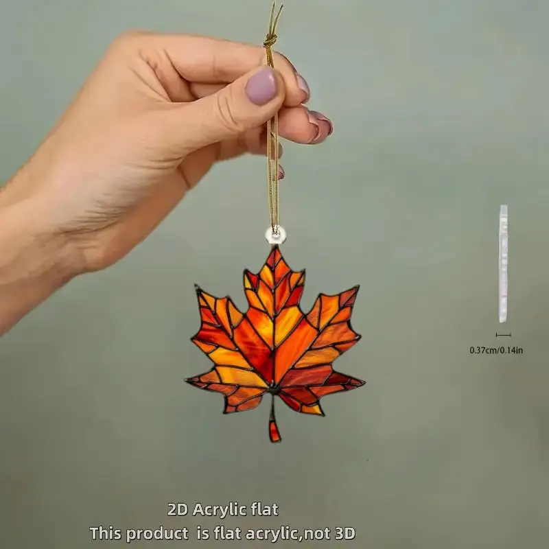 2D Flat,Thanksgiving Acrylic Maple Leaf Light Catcher, Classic Autumn Celebration Home & Door Decor,Christmas & New Year Gifts
