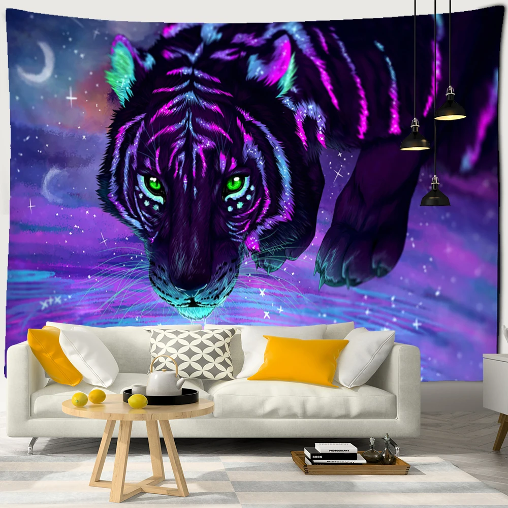 Tapiz de tigre feroz para colgar en la pared, Tapiz Hippie, estilo bohemio,  arte psicodélico, decoración de fondo de pared para dormitorio - AliExpress, image size:1000x1000
