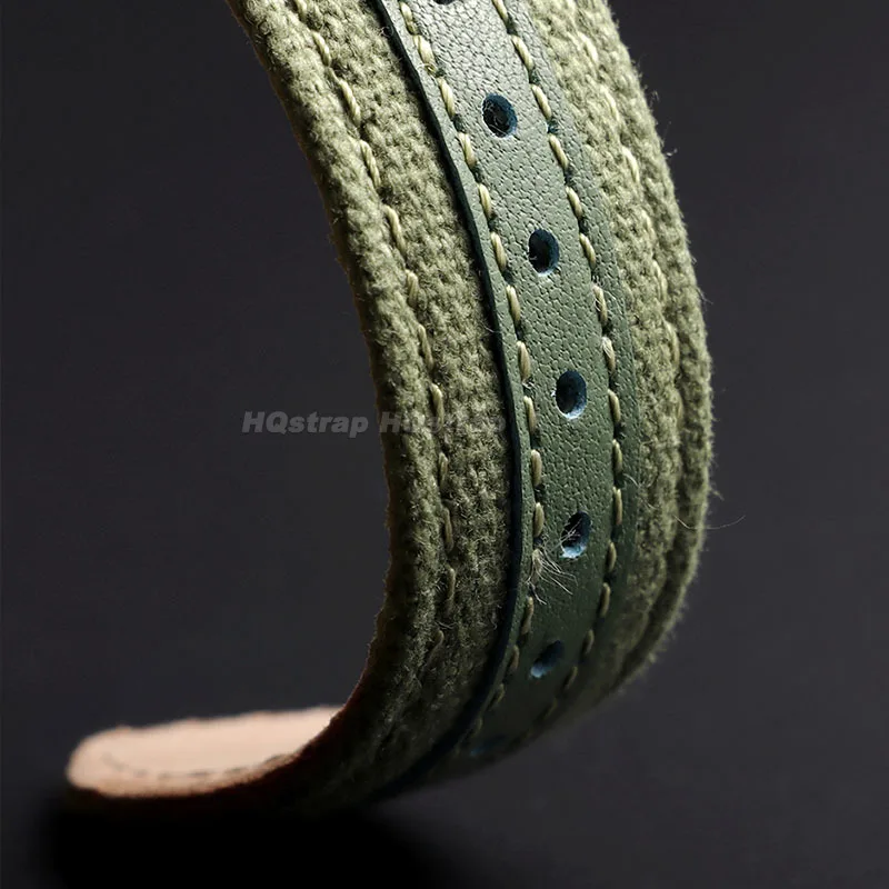 Nylon & Leather Quick Release Military Sport Watch Band - Universal Replacement Strap