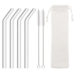 Premium Reusable High Borosilicate Glass Drinking Straws (7Pcs White)