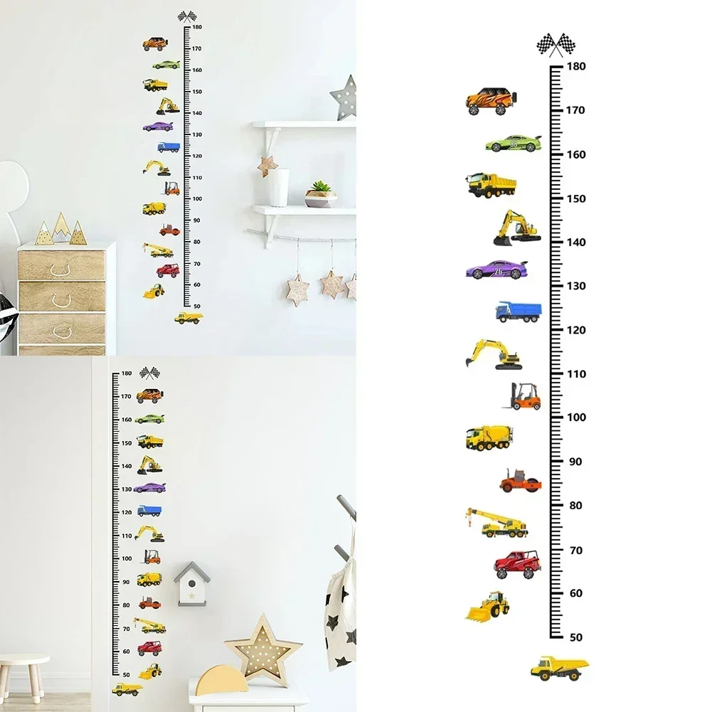 Height Stickers Construction Vehicle Tower Crane for Kids Room Kindergarten Baby Measuring Height Ruler Wall Stickers Boys Gift