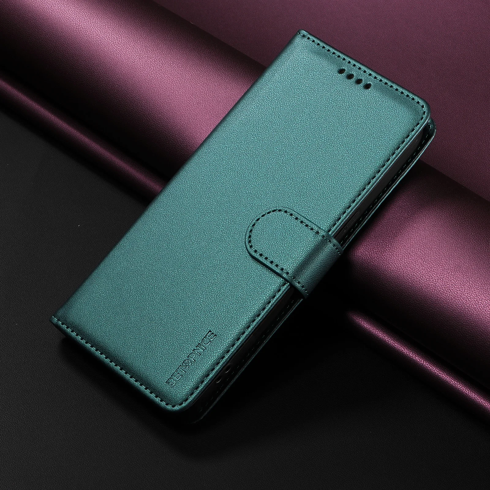 Luxury RFID Blocking Leather Wallet Case - Flip Magnetic Cover, Shockproof Design