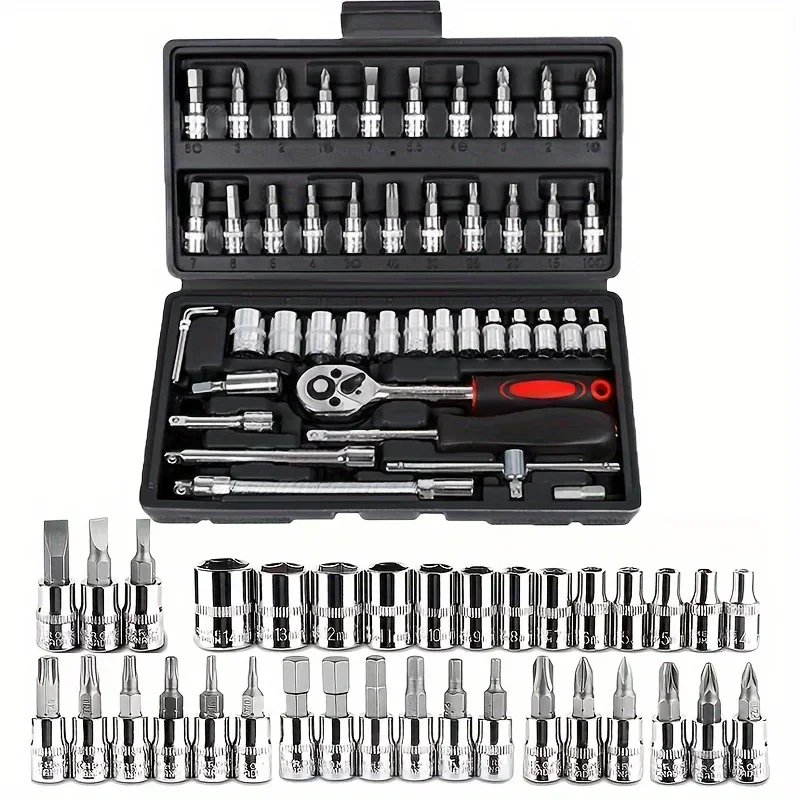 Carbon Steel Auto Repair Tool Kit with Ratchet Torque Wrenches and Screwdrivers
