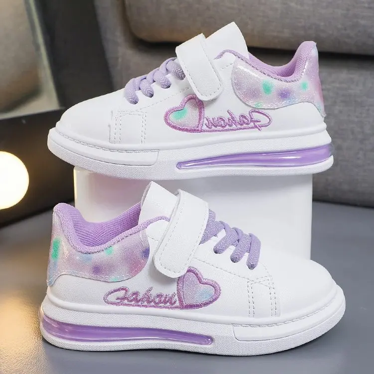 Sports Shoes Kids Sneakers Kids Shoes Kids Sports Shoes Children's Shoes Summer Kids Fashion Casual Sports Shoes Hook & Loop Love Embroidery Princess Girls Sneakers Versatile
